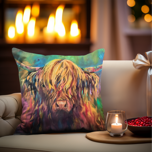 Beautiful new addition to my cushion collection - 'Applecross' Highland Cow
