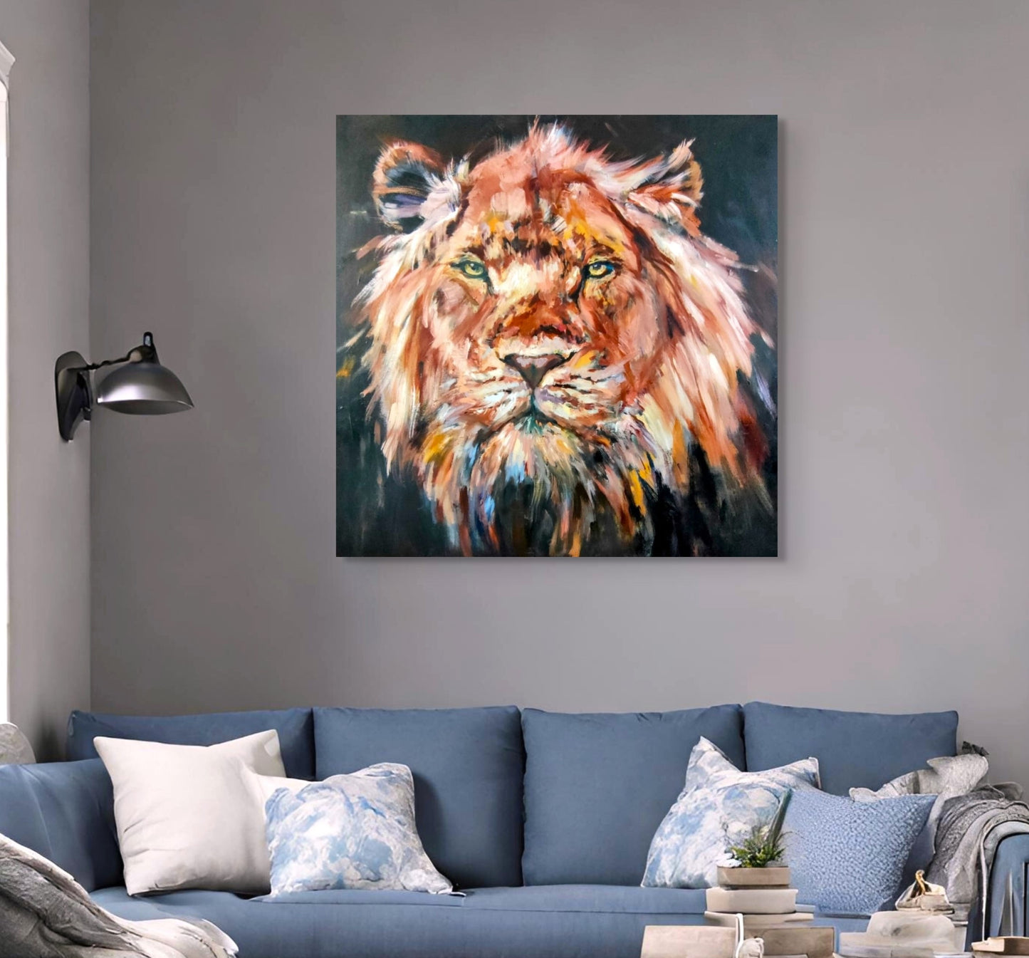 Aurelius - Original Lion Oil Painting  - 100 x 100 cm / 40 x 40"