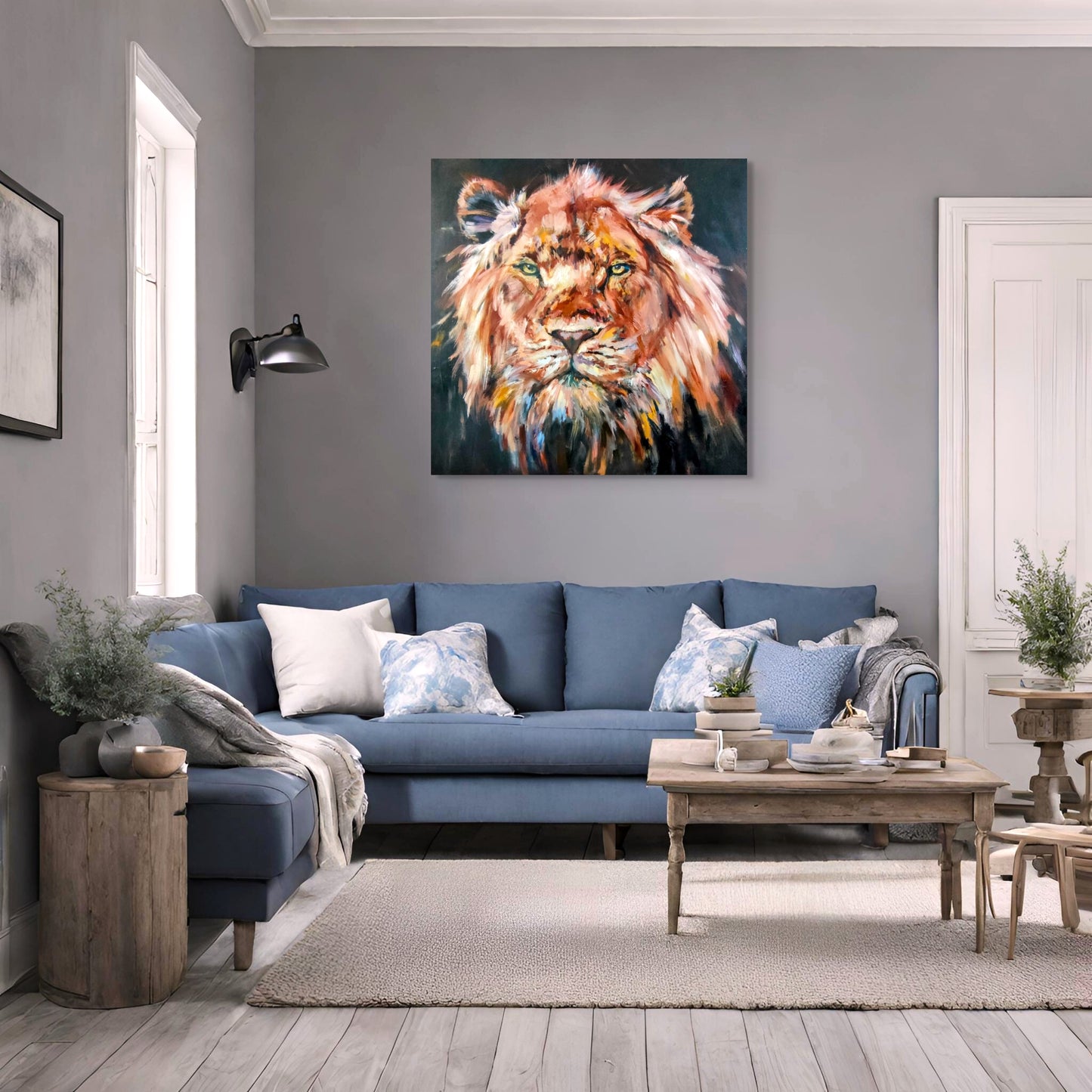 Aurelius - Original Lion Oil Painting  - 100 x 100 cm / 40 x 40"