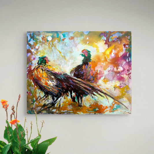 Fiesty Pheasants Canvas