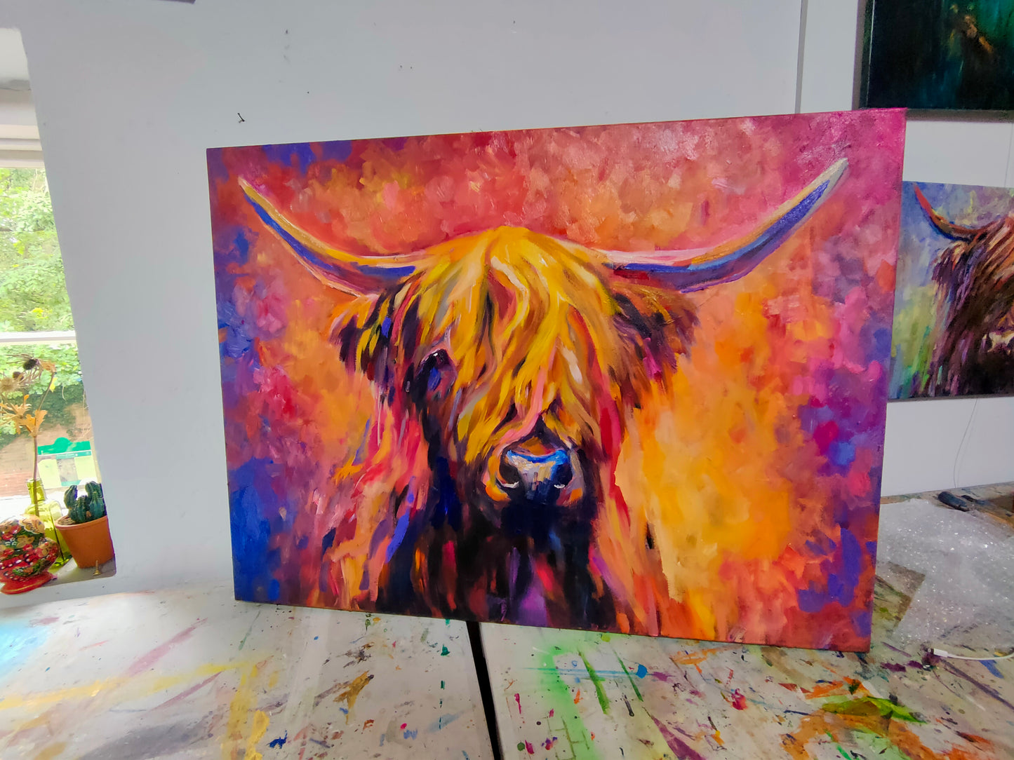 Lochinver - Original Highland Cow Oil Painting - 80 x 100 cm /30 x 40 "