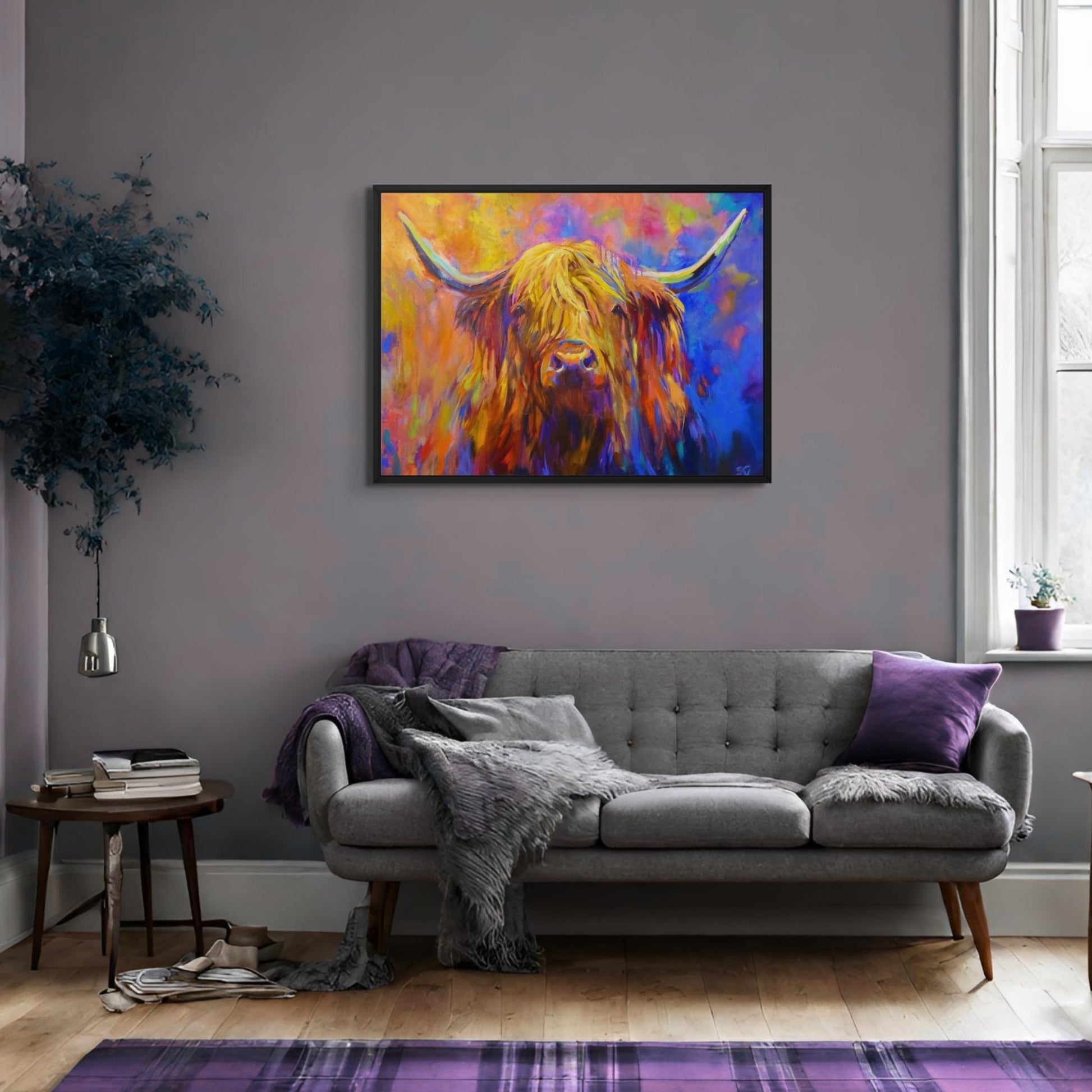 kelso framed canvas purple and orange