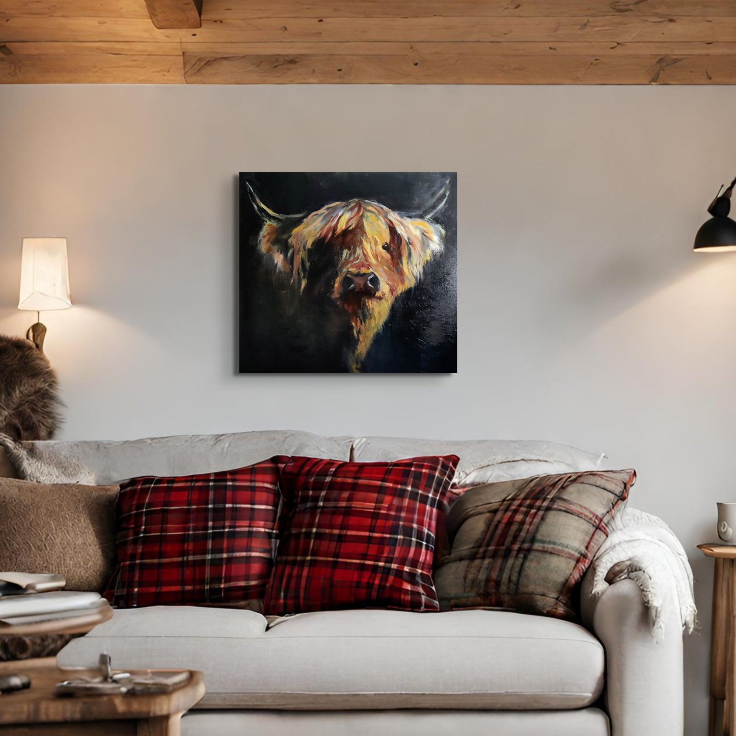 Moray - Original Highland Cow Oil Painting  60 x 60 cm