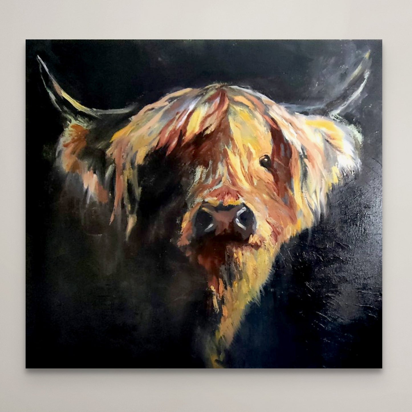 Moray - Original Highland Cow Oil Painting  60 x 60 cm