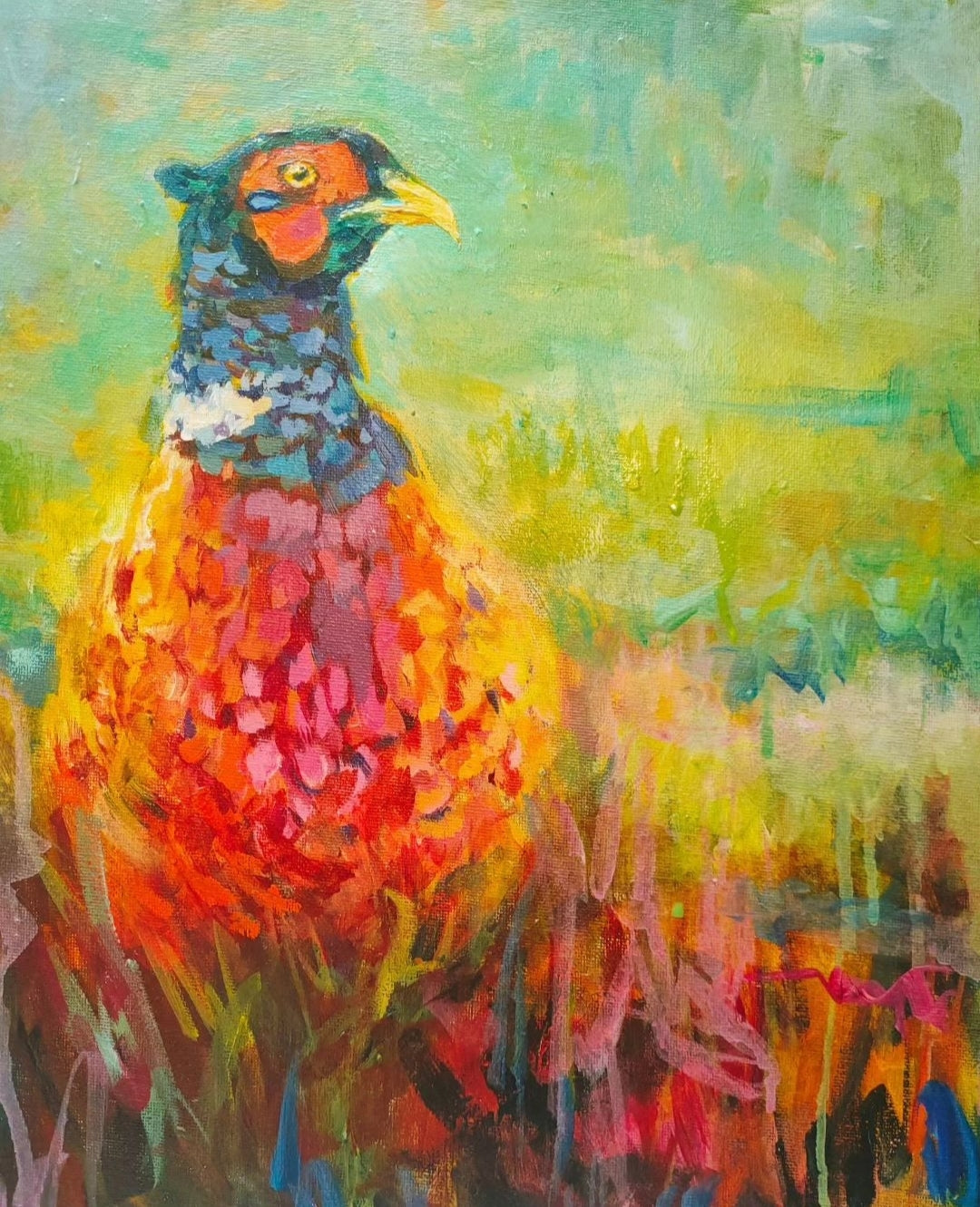 'Henri' Original Pheasant Painting in Acrylics 40 x 30 cm