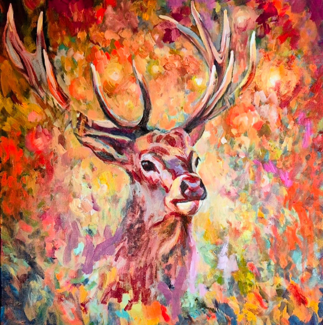 Buckminster - Original Stag Painting 50 x 50 cm