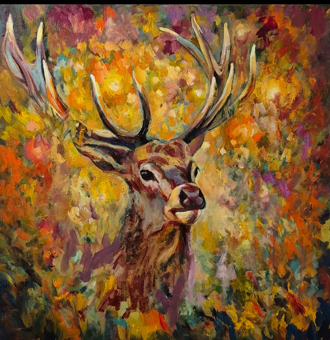 Buckminster - Original Stag Painting 50 x 50 cm