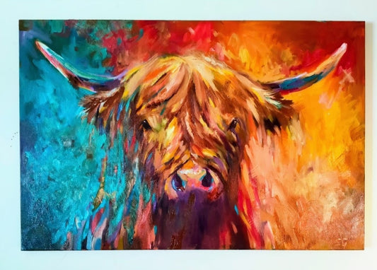 'Ross' - Original Highland Cow Oil Painting - 61 x 91 cm / 24 x 36"