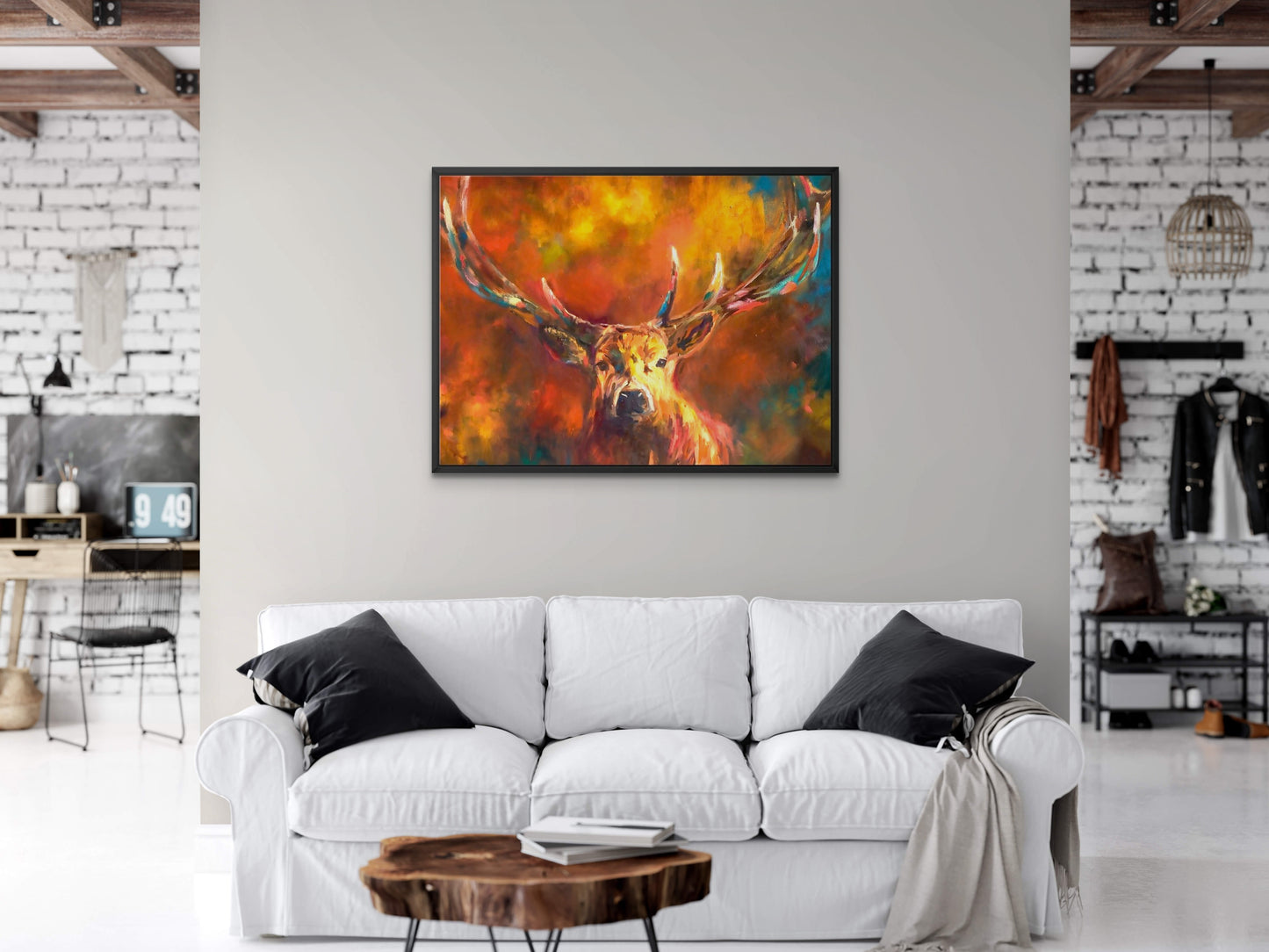 Autumn Stag Framed Canvas