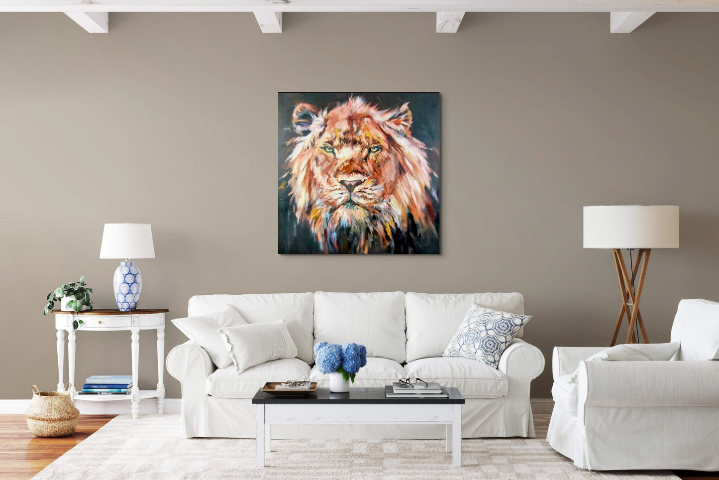 Aurelius - Original Lion Oil Painting  - 100 x 100 cm / 40 x 40"