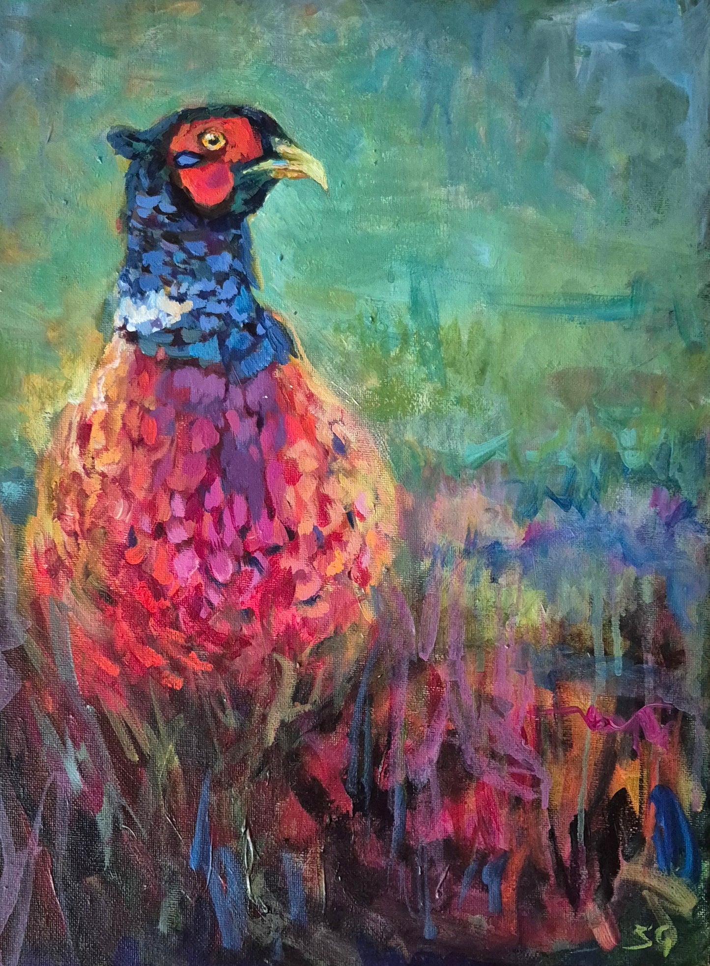 'Henri' Original Pheasant Painting in Acrylics 40 x 30 cm