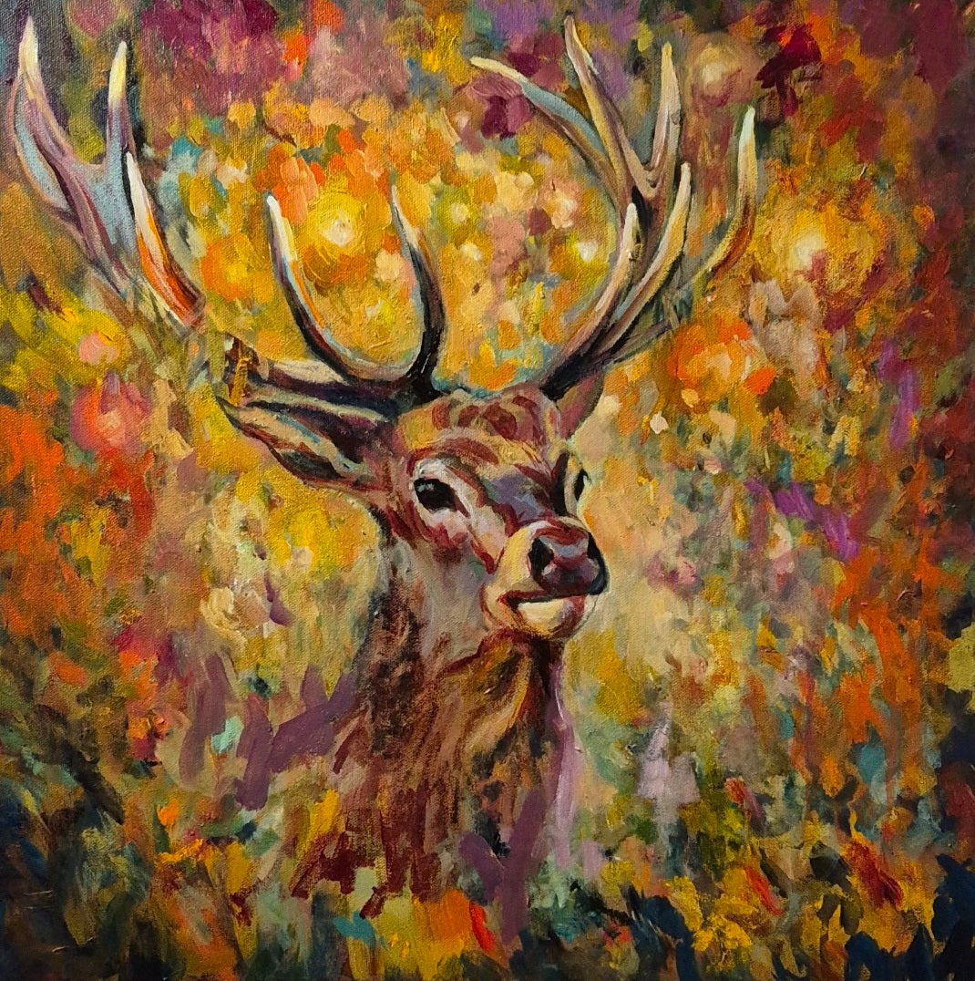 Buckminster - Original Stag Painting 50 x 50 cm