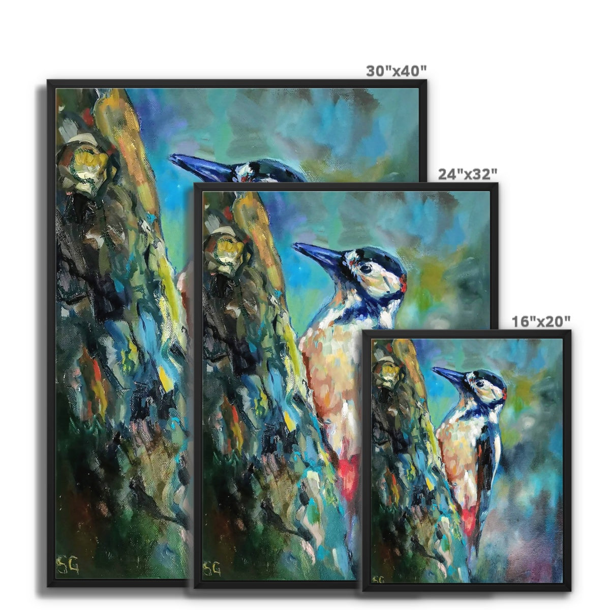 Woodpecker Framed Canvas