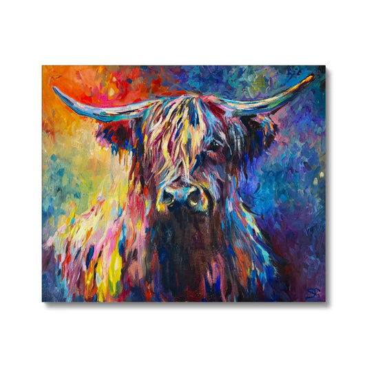 sue gardner highland cow large canvas print