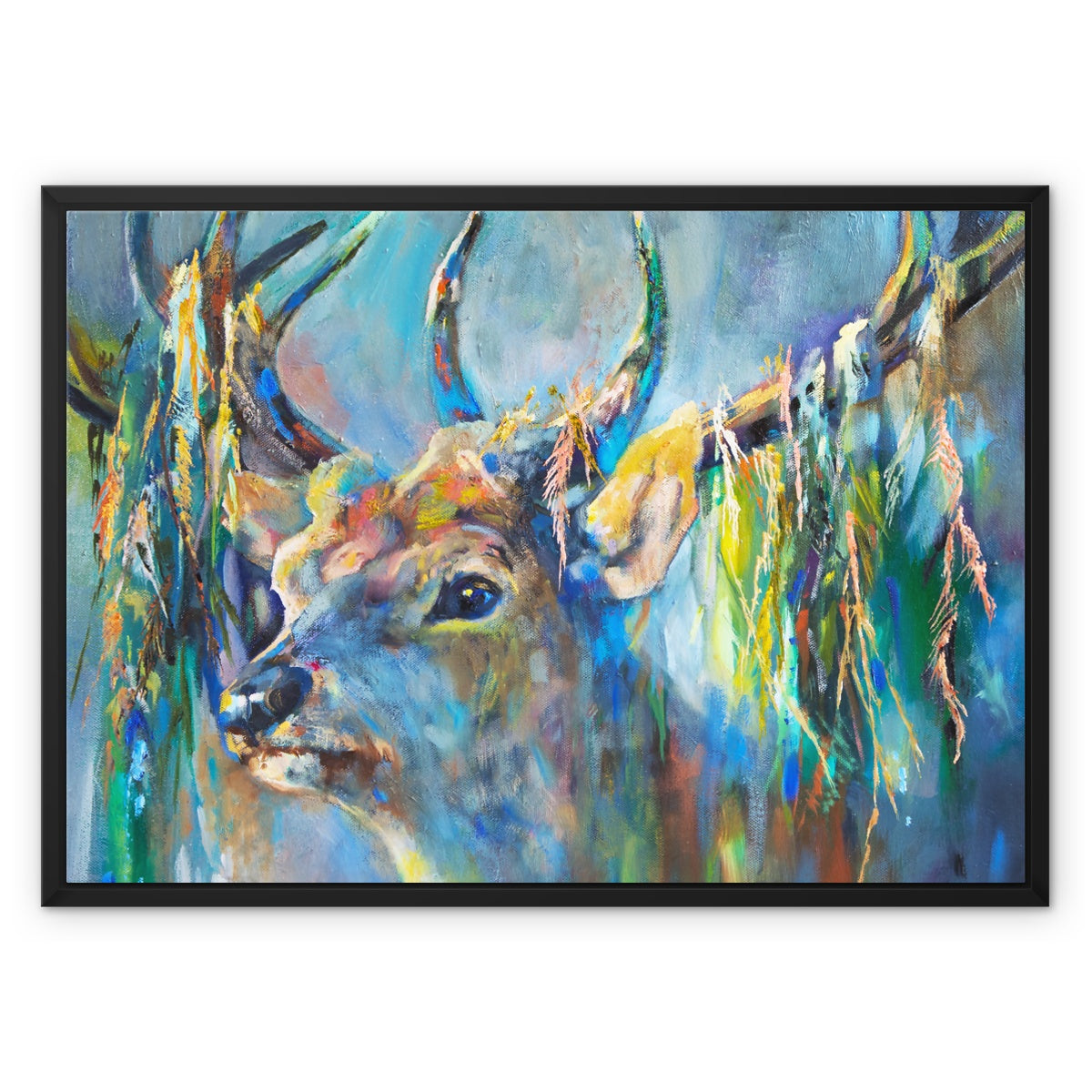 Silver Stag Framed Canvas