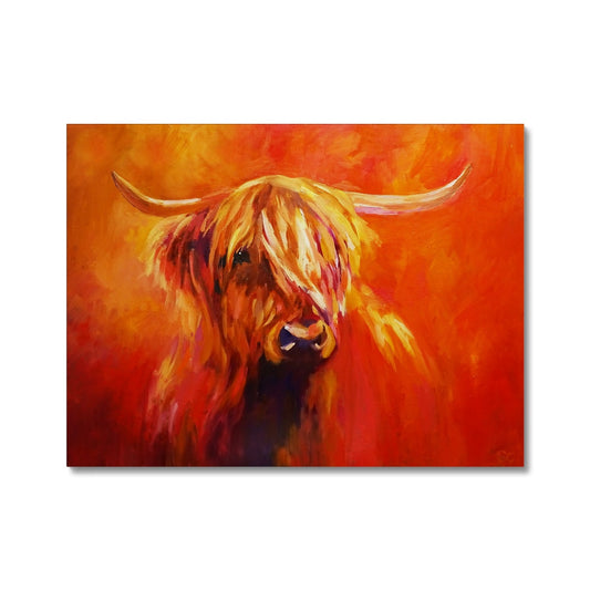 orange highland cow canvas