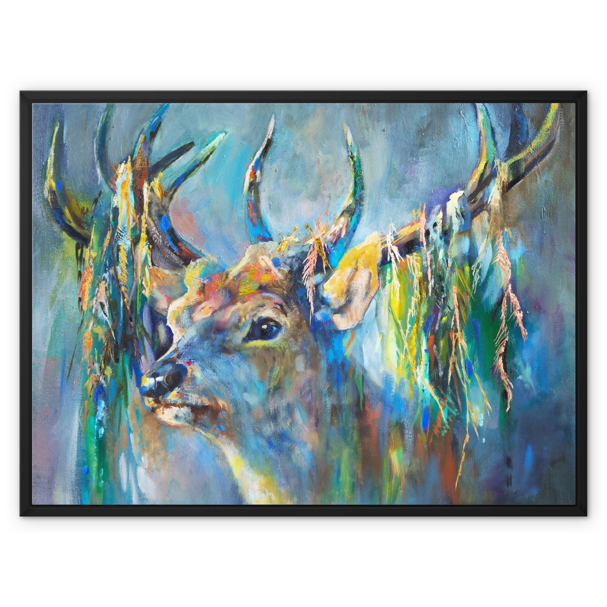 Silver Stag Framed Canvas