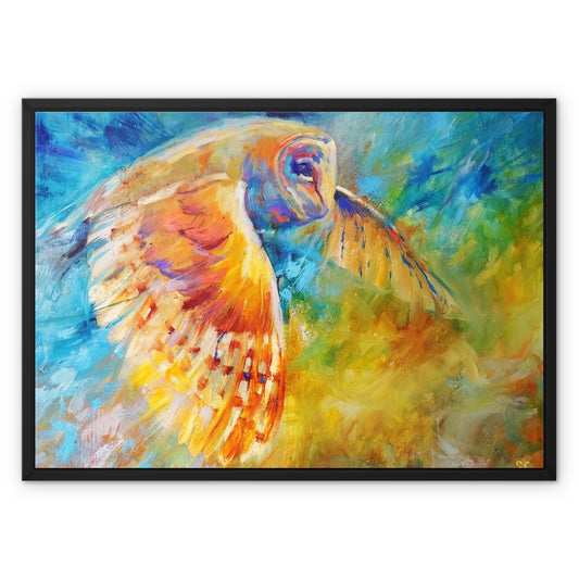 Air Disturbance - Owl in Flight Framed Canvas