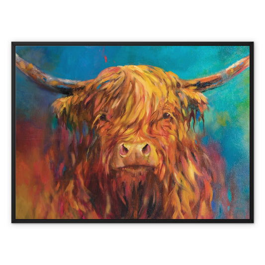 framed highland cow canvas