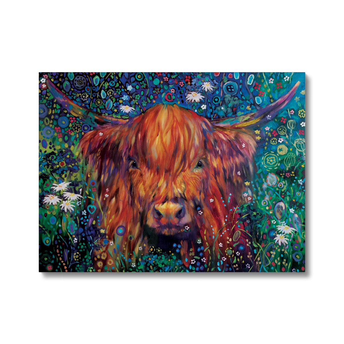 Highland cow with flowers for sale